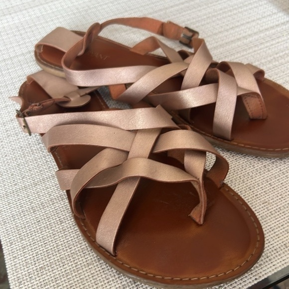 LANE BRYANT CRISSCROSS SOLD SHIMMER ROSE GOLD  SANDALS,12W - Picture 3 of 8